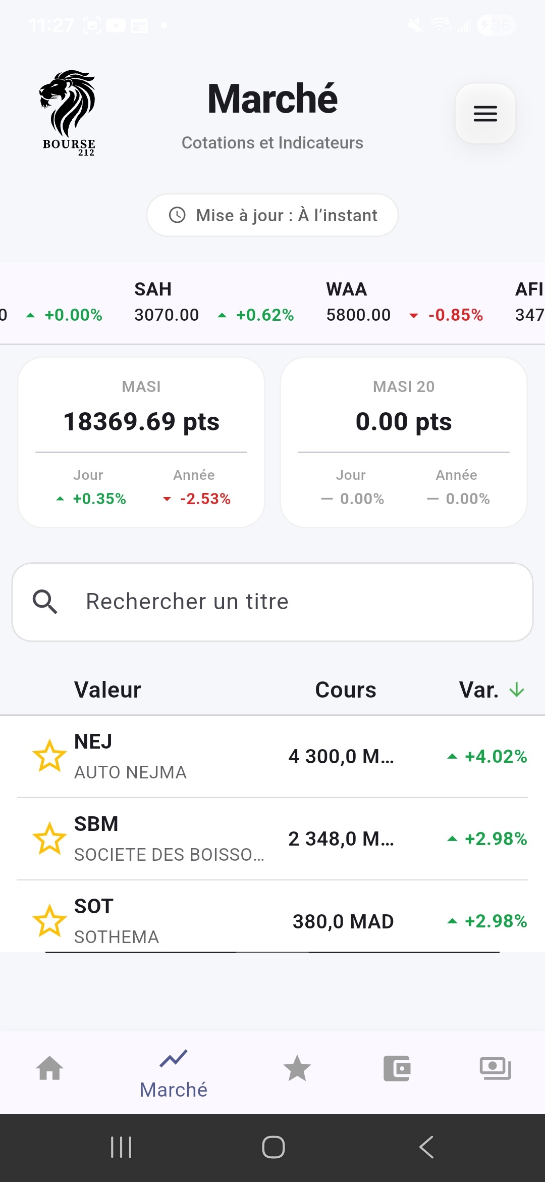 Bourse 212 Screenshot